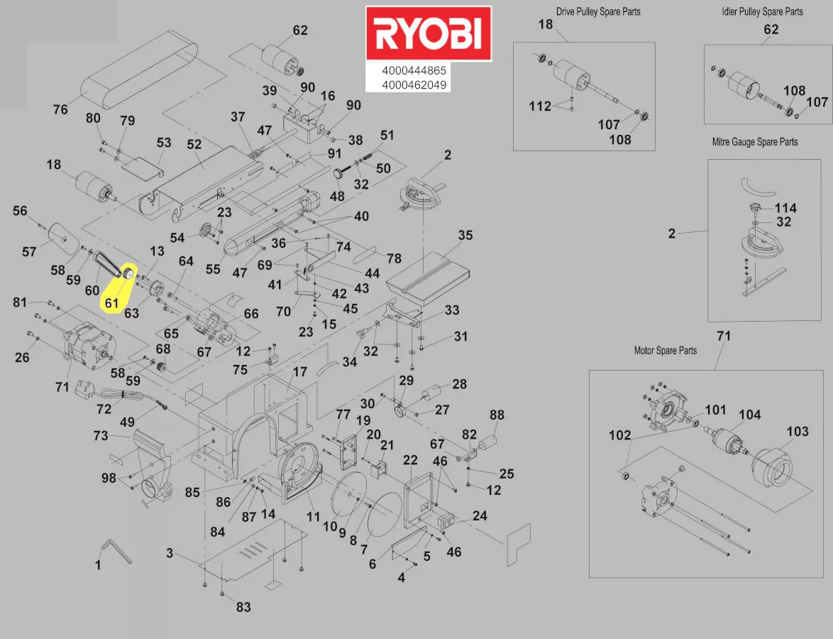 Poulie réf. 5131037596 ponceuse Ryobi